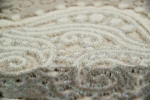 Preview: Designer Teppich Moderner Teppich Wohnzimmer Teppich mit Glitzergarn Wollteppich mit Kreise und Blumenmuster in Creme Grau Beige
