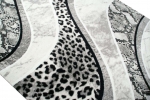 Preview: Teppich modern Wohnzimmerteppich mit Leoparden Muster in grau schwarz creme