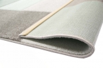 Preview: Designer Teppich Moderner Teppich Wohnzimmer Teppich Kurzflor Teppich mit Konturenschnitt Karo Muster mit Pastellfarben Grün Creme Beige Grau