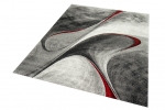 Preview: Teppich modern Teppich Wohnzimmer Designer Teppich in grau rot
