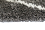 Preview: Teppich Shaggy Langflor Hochflor Teppich Rautenmuster in grau creme