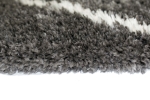 Preview: Teppich Shaggy Langflor Hochflor Teppich Rautenmuster in grau creme