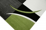 Preview: Designer Teppich Moderner Teppich Wohnzimmer Teppich Kurzflor Teppich mit Konturenschnitt Karo Muster Grün Grau Creme Schwarz