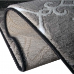 Preview: Designer Teppich Moderner Teppich Wohnzimmer Teppich Kurzflor Teppich mit Konturenschnitt Karo Muster Schwarz Weiß Grau