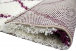 Preview: Shaggy Wohnzimmerteppich Hochflor Langflor Rautenmuster in Creme Lila