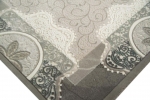 Preview: Designer Teppich Moderner Teppich Wohnzimmer Teppich mit Glitzergarn Wollteppich mit Kreise und Blumenmuster in Creme Grau Beige