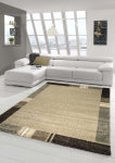 Preview: Designer Teppich Moderner Teppich Wohnzimmer Teppich Kurzflor Teppich Barock Design Meliert Braun Beige