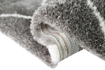 Preview: Teppich Shaggy Langflor Hochflor Teppich Rautenmuster in grau creme