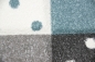 Preview: Kinderzimmer Teppich Spiel & Baby Teppich Punkte Sterne Mond Design in blau türkis grau creme
