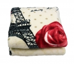 Preview: Decke Wohndecke Spieldecke Kuscheldecke Kinderdecke mit Eiffelturm Design in Taupe Braun Creme Rot Schwarz