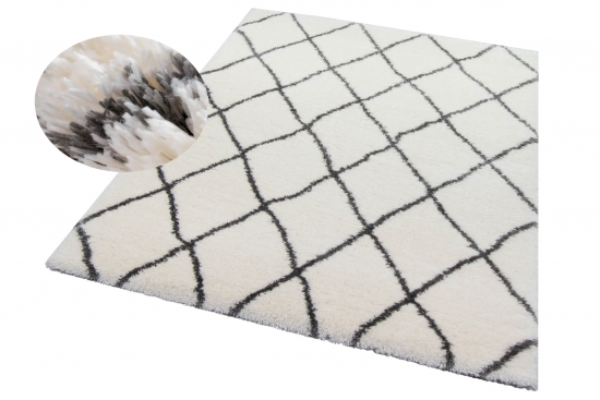 Preview: Teppich Shaggy Hochflor Teppich Langflor Rautenmuster in creme grau Preview: Teppich Shaggy Hochflor Teppich Langflor Rautenmuster in creme grau