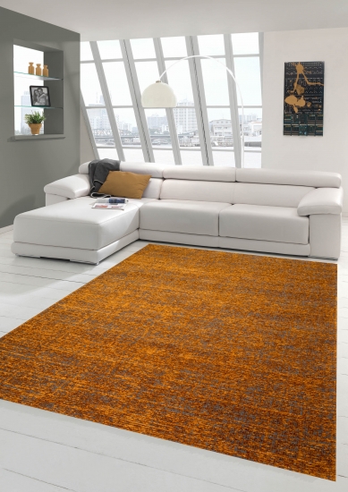 Teppich Wohnzimmer Teppich Kurzflor Baumwollteppich in kupfer grau