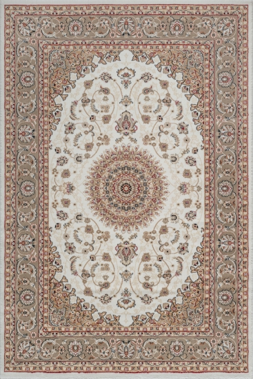 Orientalischer Teppich mit feinen Verzierungen in Creme und Beige