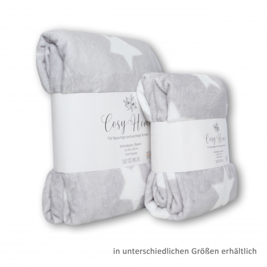 Flauschig-warme Kinderzimmerdecke mit Sternen in creme grau