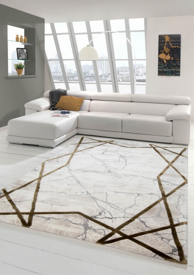 Moderner Marmorteppich mit abstraktem Muster in creme braun