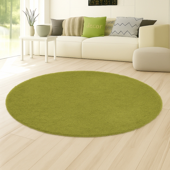Preview: Shaggy Teppich in Naturgrün für Wohnzimmer und Schlafzimmer – weich, gemütlich und stilvoll