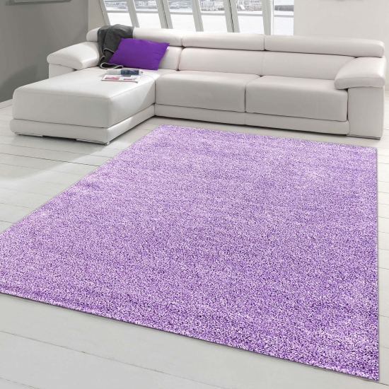 Hochflor-Teppich in Flieder – Perfekt für Fußbodenheizung