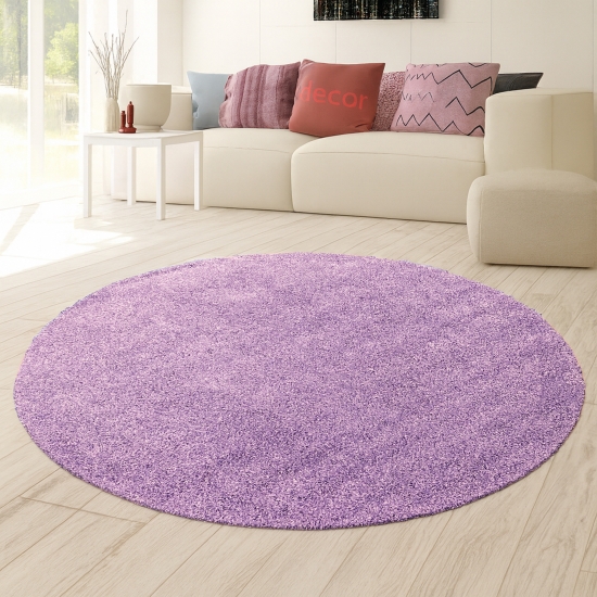 Preview: Hochflor-Teppich in Flieder – Perfekt für Fußbodenheizung