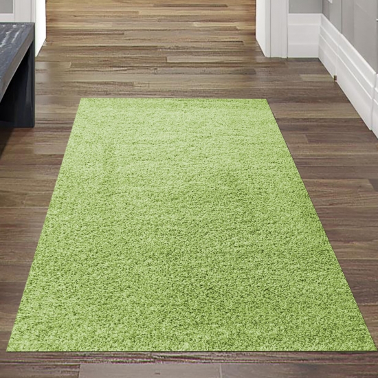 Shaggy Teppich Hochflor Langflor Teppich Wohnzimmer Teppich Gemustert in Uni Design Grün