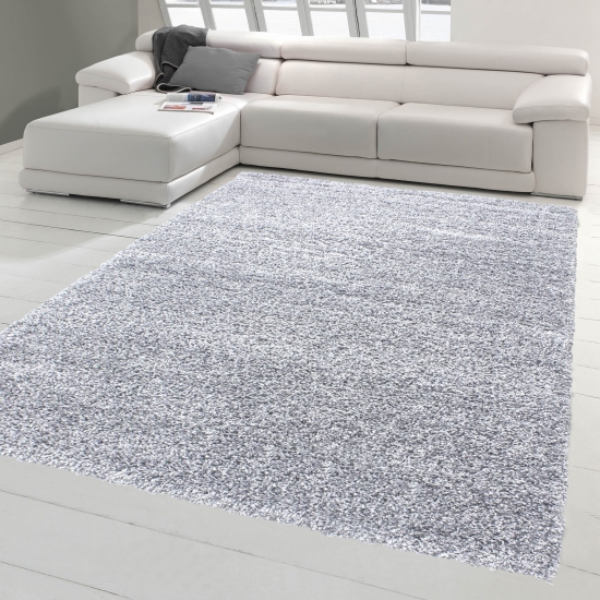 Shaggy Teppich Hochflor Langflor Teppich Wohnzimmer Teppich Gemustert in Uni Design Grau