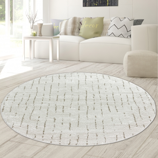 Teppich Wohnzimmer Schlafzimmer Strich Muster kuschelig creme mit beige/braunen Streifen