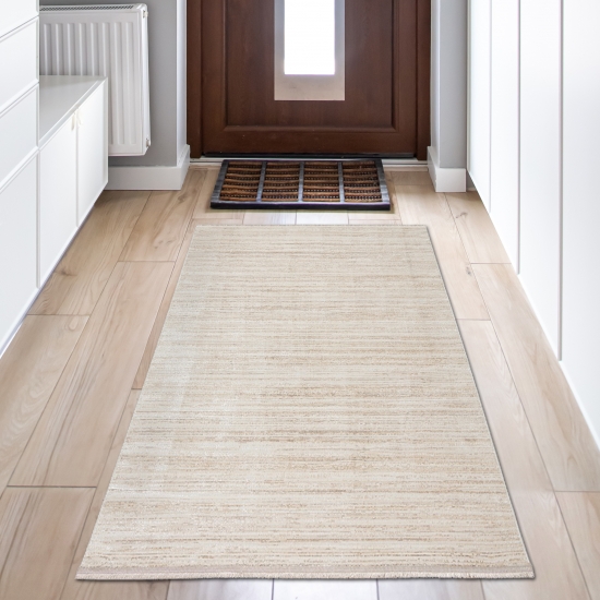Preview: Dezent gestreifter Teppich • modern eleganter Stil • beige Preview: Dezent gestreifter Teppich • modern eleganter Stil • beige