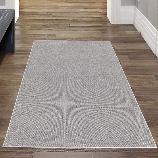 Flachgewebe-Teppich im schlichten einfarbigen Design in grau