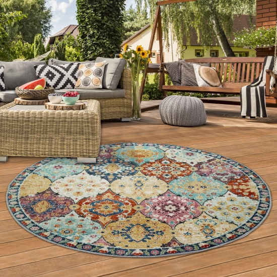 In- & Outdoor Orientteppich mit Ornamenten mehrfarbig
