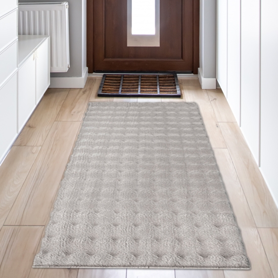 Teppich Wohnzimmerteppich flauschig antirutsch Höhen Effekt mit Bubbleform in grau