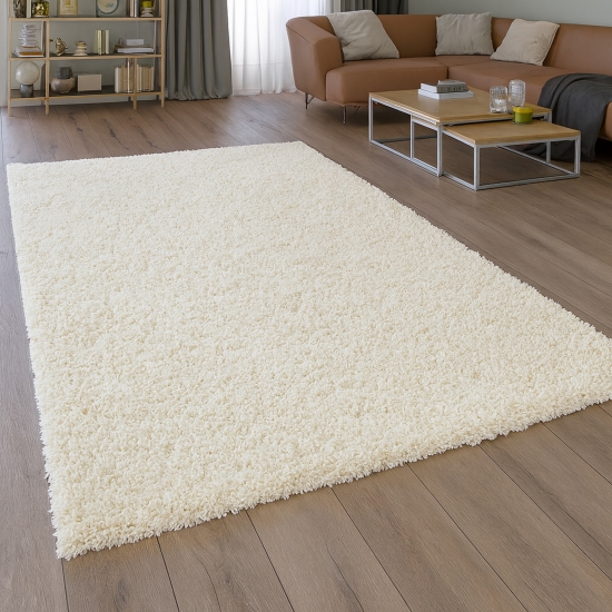 Shaggy Teppich in Creme für Wohnzimmer und Schlafzimmer – kuschelig weich und stilvoll