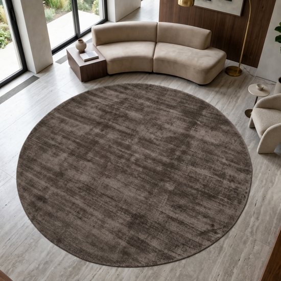 Preview: Wohnzimmerteppich Handgefertigt Viskose Elegant Taupe