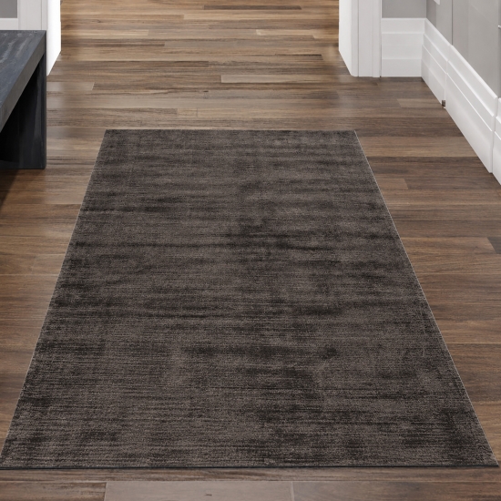 Preview: Wohnzimmerteppich Handgefertigt Viskose Elegant Taupe