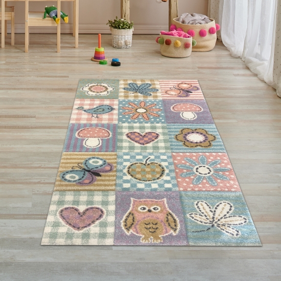 und | Teppich Teppich-Traum preiswert geeignet Allergiker mit Pflegeleicht, Kinderzimmer Schmetterlingen: für