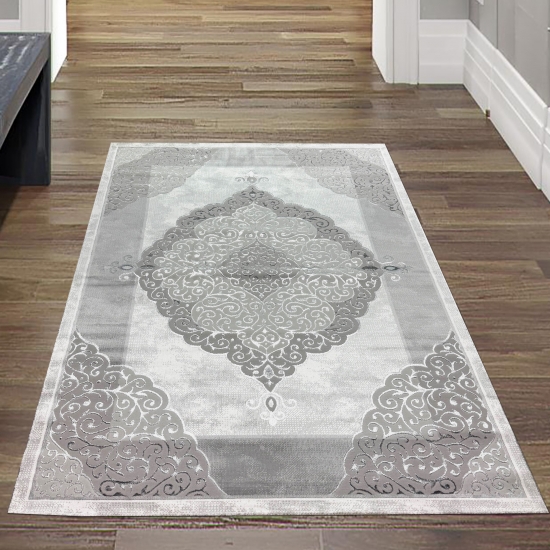 Designer Teppich Moderner Teppich Wohnzimmer Teppich mit Muster Grau Cream Beige