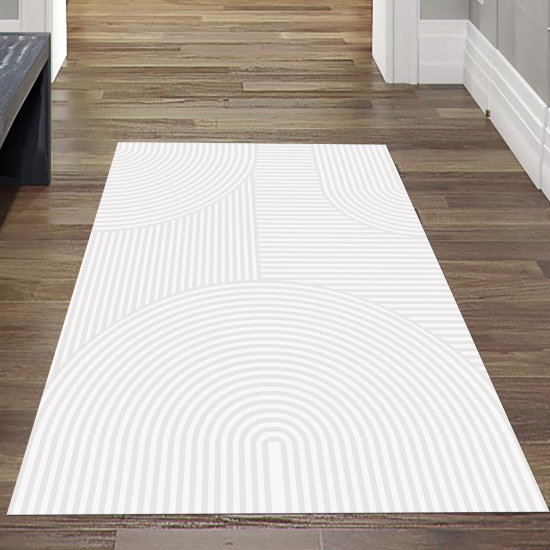 Kurzflor Teppich mit Bogen Muster in Creme