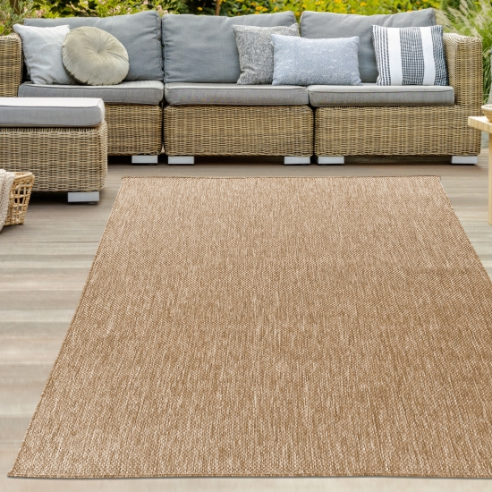 Preview: Moderner In- und Outdoorteppich wetterbeständig im Unistil in Beige Preview: Moderner In- und Outdoorteppich wetterbeständig im Unistil in Beige