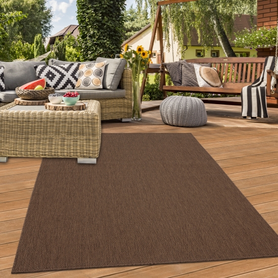 Einfarbiger Läuferteppich Sisal für In- & Outdoor in braun