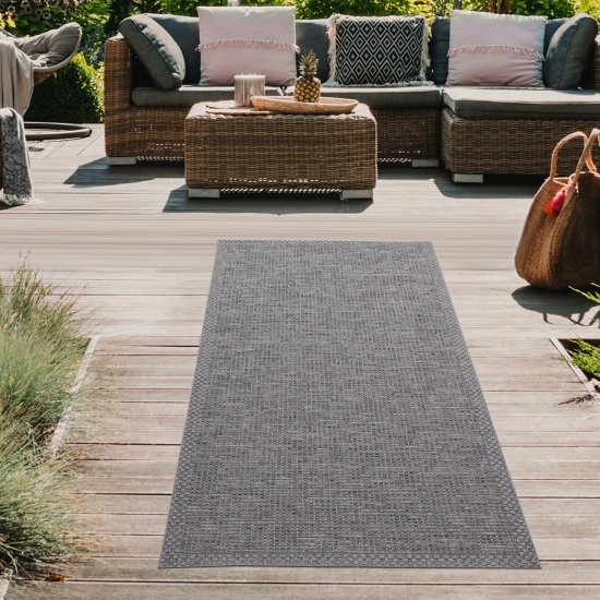 In- & Outdoor Teppich Sisal Optik Küche Wohnzimmer Terrasse Balkon – grau