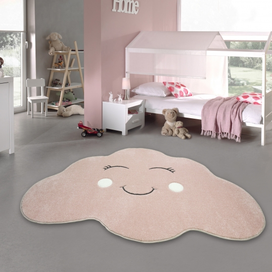 Kinderzimmer Teppich Wolke Spielteppich in Rosa