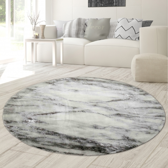 Teppich Wohnzimmer Teppich Marmor Optik in grau