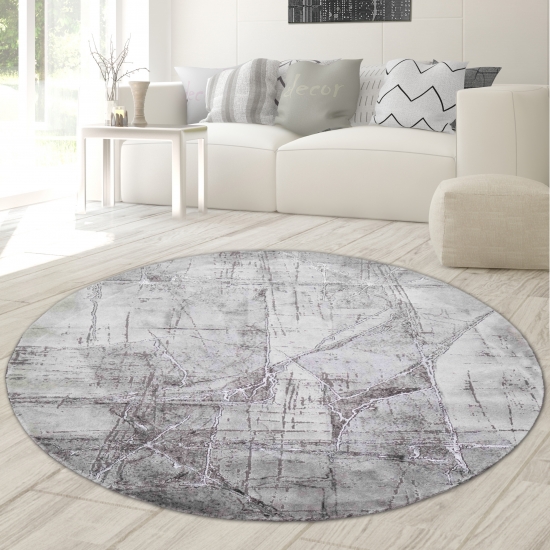 Teppich modern Wohnzimmerteppich abstrakt in grau creme