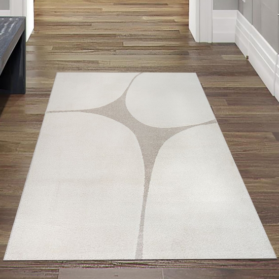 Preview: Wohnzimmerteppich minimalistisch Höheneffekt im abstrakten Muster in creme