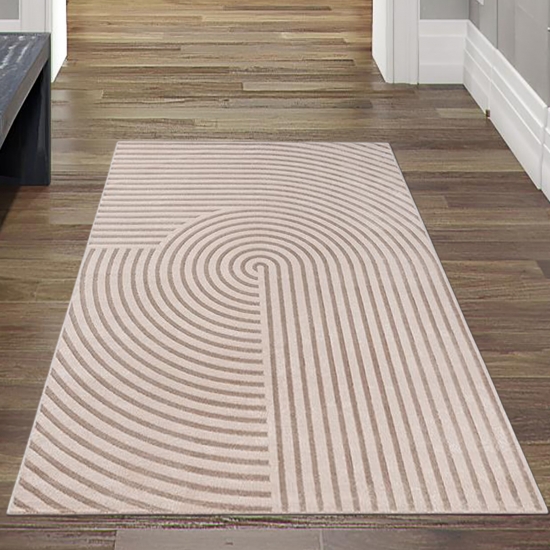 Preview: Teppich Beige mit 3D Muster und Schimmereffekt für Innenbereiche Preview: Teppich Beige mit 3D Muster und Schimmereffekt für Innenbereiche