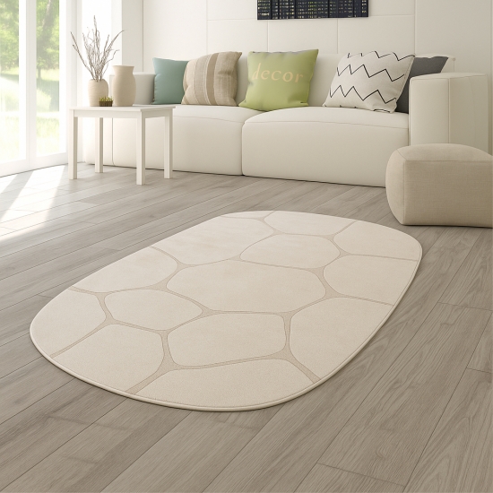 Wohnzimmerteppich 3D-Effekt im abstrakten Muster in creme