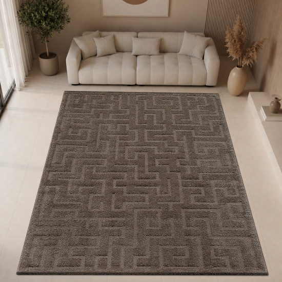 Teppich Dunkelbraun modern weich strukturiert gemütlich Wohnzimmer
