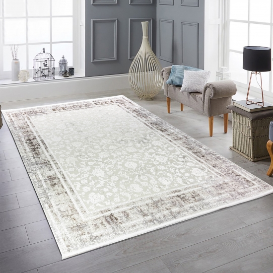 Orientalischer Vintage-Teppich mit klassischem Muster Pflegeleicht, strapazierfähig, zeitlos elegant in Creme