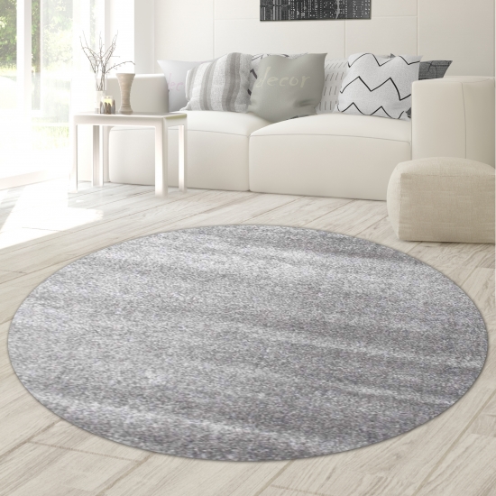 Moderner Designer Wohnzimmer-Teppich im Uni Design in silber