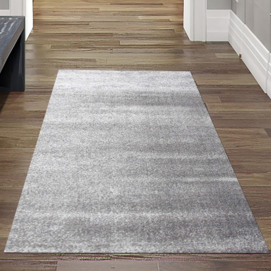 Preview: Moderner Designer Wohnzimmer-Teppich im Uni Design in silber Preview: Moderner Designer Wohnzimmer-Teppich im Uni Design in silber