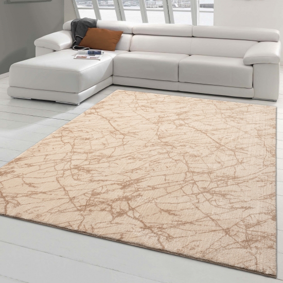 Abstrakt-moderner Teppich für Gästezimmer | in beige
