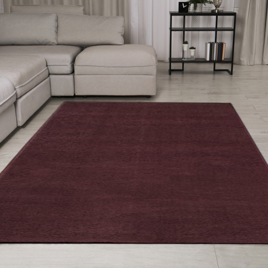 Teppich Flauschig & Weich unidesign in dunklem Weinrot